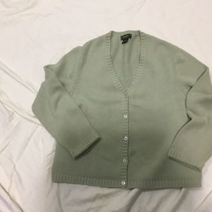Eddie Bauer Cardigan, size L, Color is Sage green.